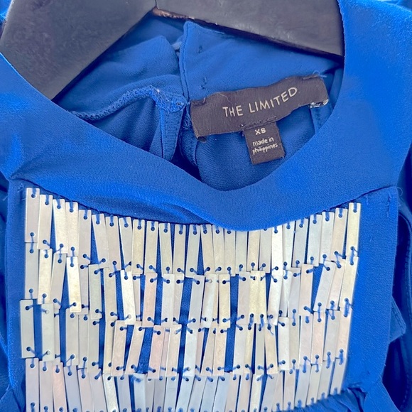 The Limited XS royal blue and silver sleeveless halter blouse top dress - Picture 6 of 7